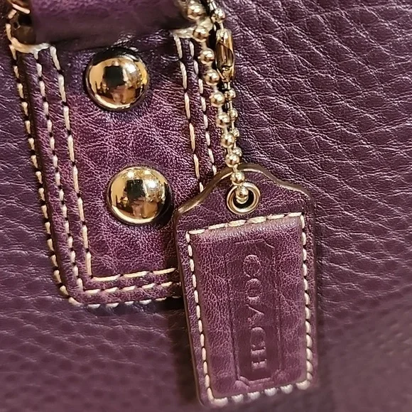 Coach Hamptons Purple Leather Satchel - Picture 10 of 12
